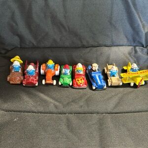 Collection of Smurf cars.